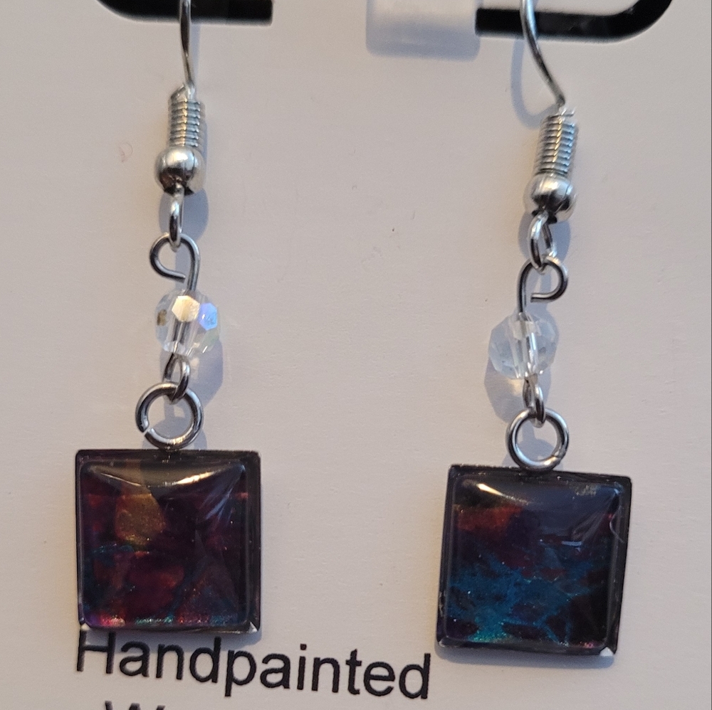Handpainted glass earrings